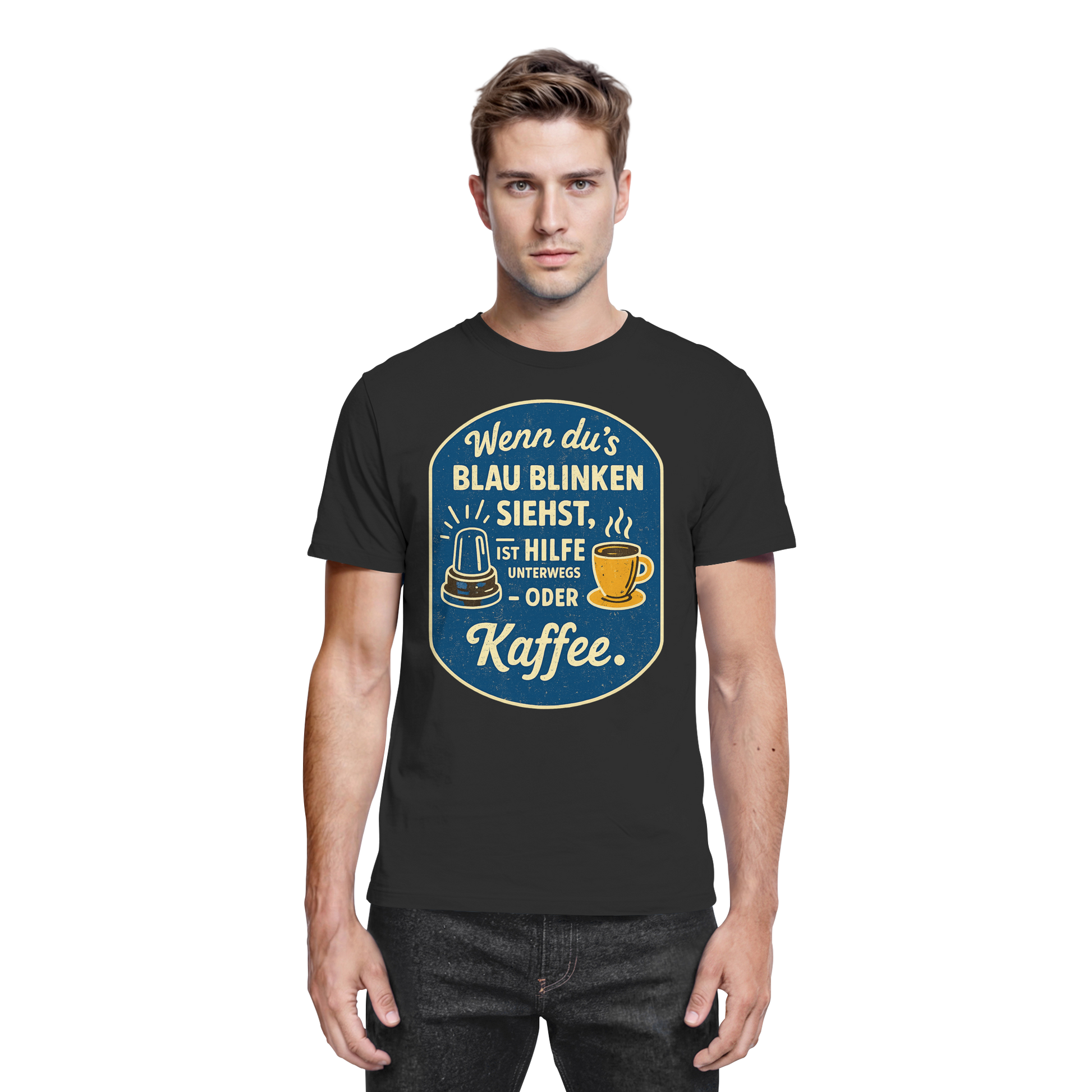 Wenn du's blau blinken siehst, ist Hilfe unterwegs - oder Kaffee - Premium Shirt