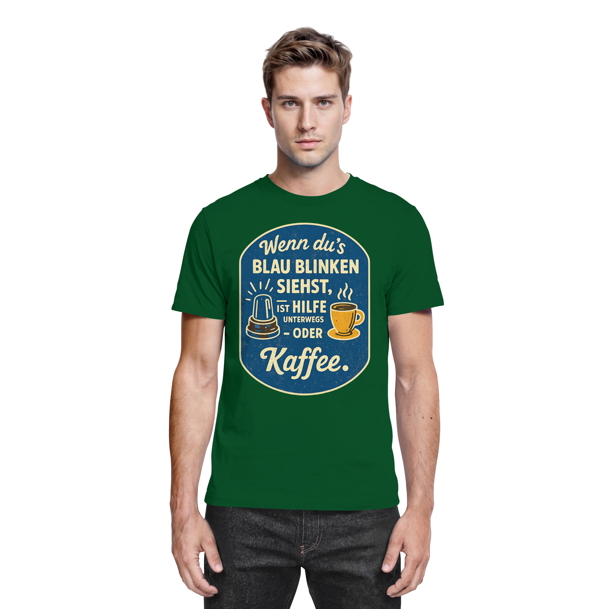 Wenn du's blau blinken siehst, ist Hilfe unterwegs - oder Kaffee - Premium Shirt