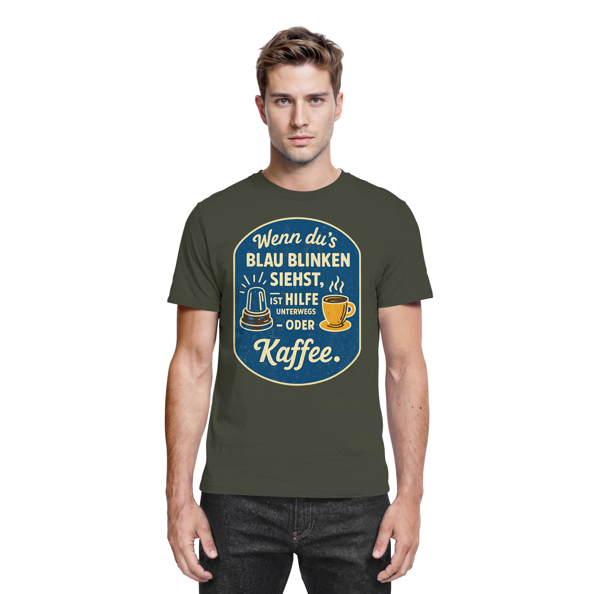 Wenn du's blau blinken siehst, ist Hilfe unterwegs - oder Kaffee - Premium Shirt