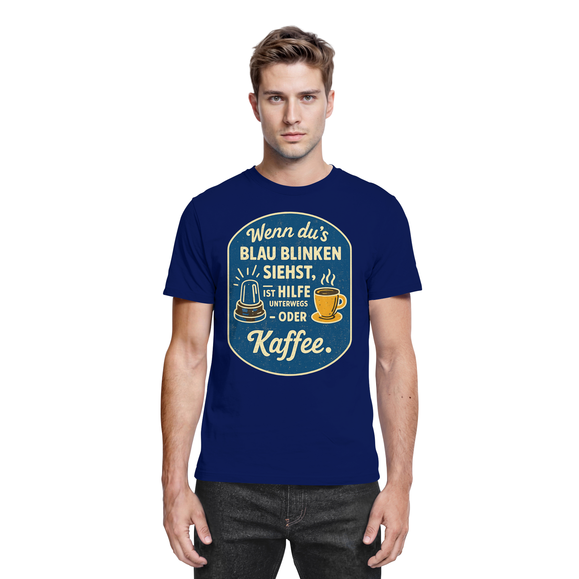 Wenn du's blau blinken siehst, ist Hilfe unterwegs - oder Kaffee - Premium Shirt