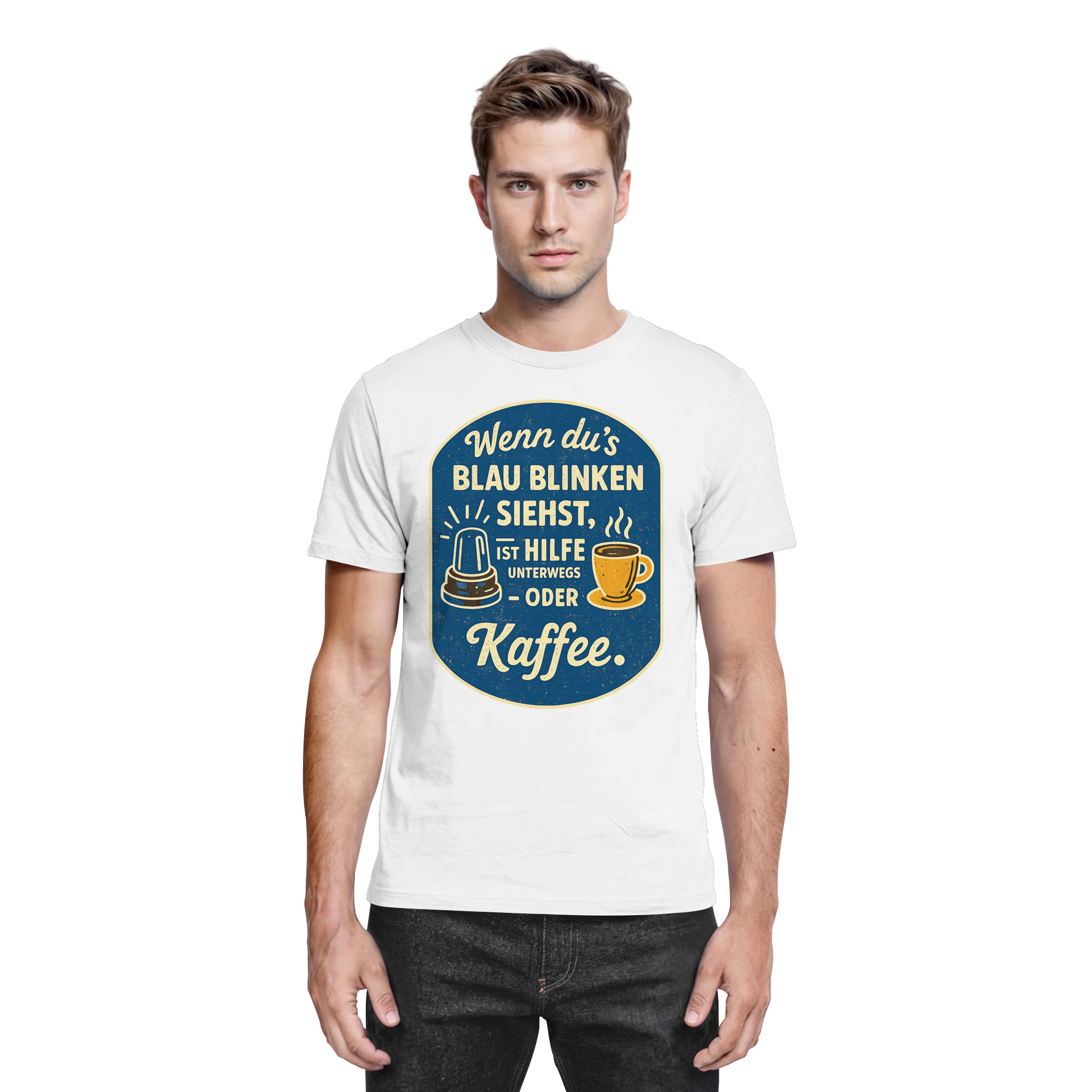 Wenn du's blau blinken siehst, ist Hilfe unterwegs - oder Kaffee - Premium Shirt