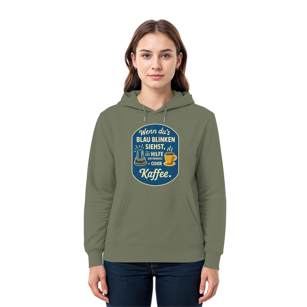 Wenn du's blau blinken siehst, ist Hilfe unterwegs - oder Kaffee - Premium Unisex Hoodie