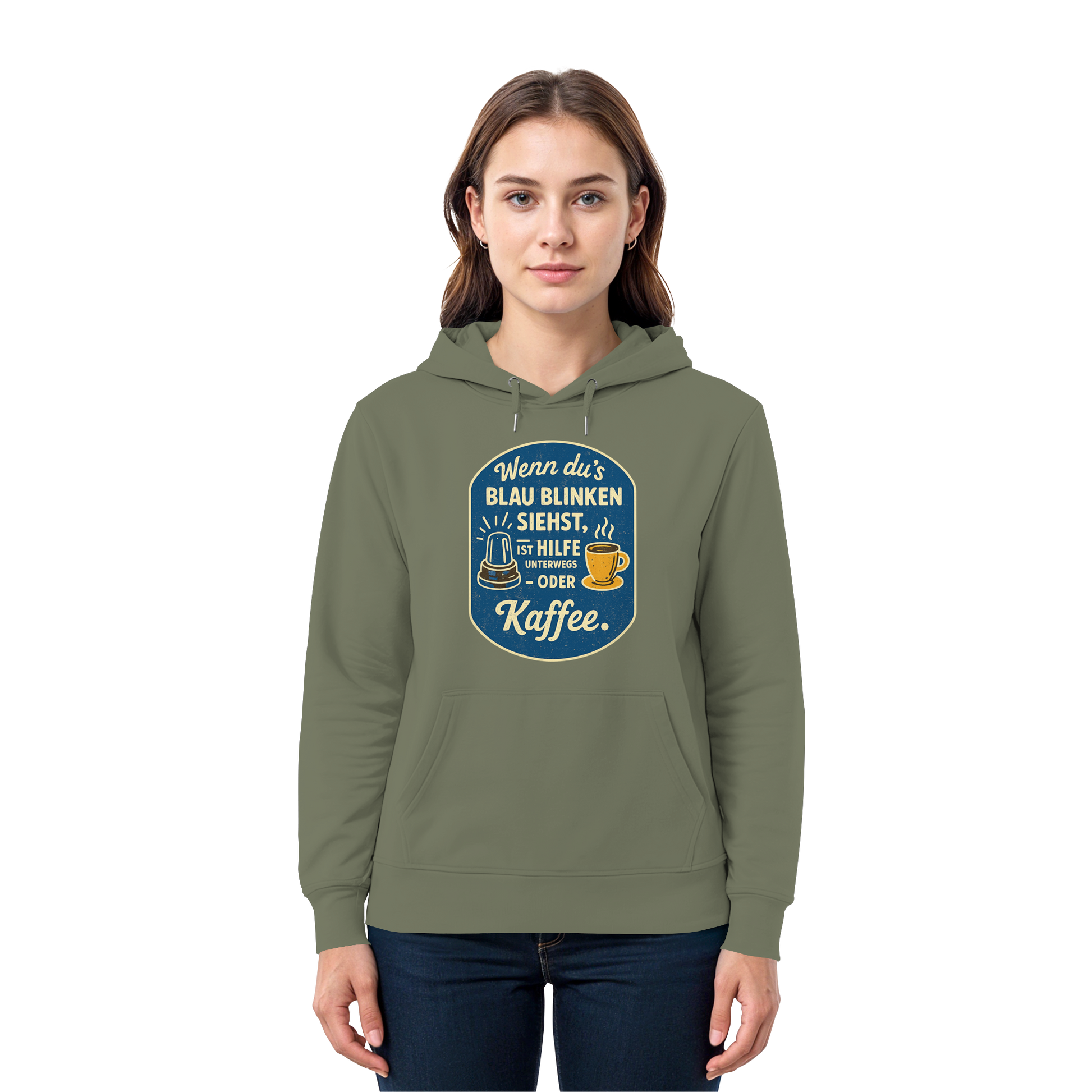 Wenn du's blau blinken siehst, ist Hilfe unterwegs - oder Kaffee - Premium Unisex Hoodie
