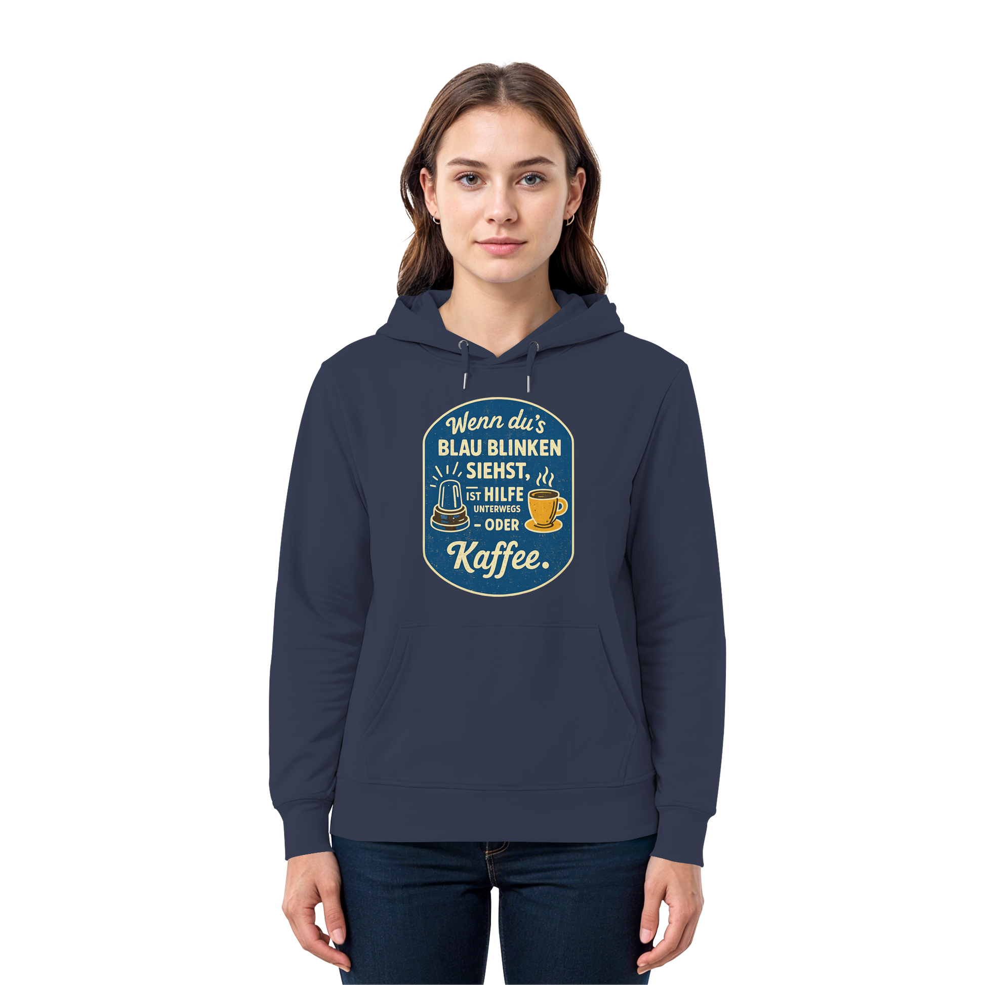 Wenn du's blau blinken siehst, ist Hilfe unterwegs - oder Kaffee - Premium Unisex Hoodie